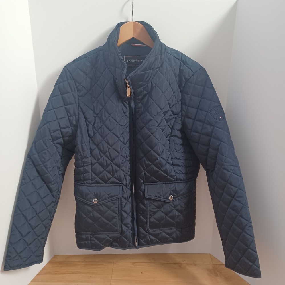 Tommy Hilfiger Women's Quilted Zip-Up‎ Jacket Sky Captain Size Medium EUC